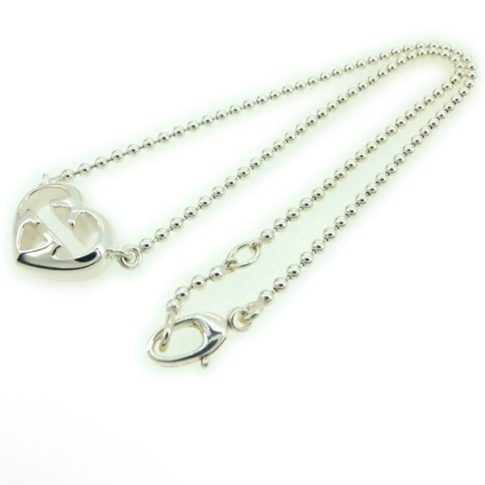 Gucci 925 Silver Heart GG Pendant Necklace - Picture 7 of 9